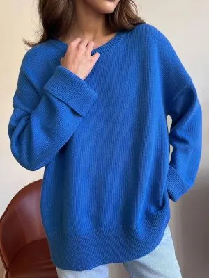Pull ample en tricot à col rond pour femmes - Un style décontracté et confortable